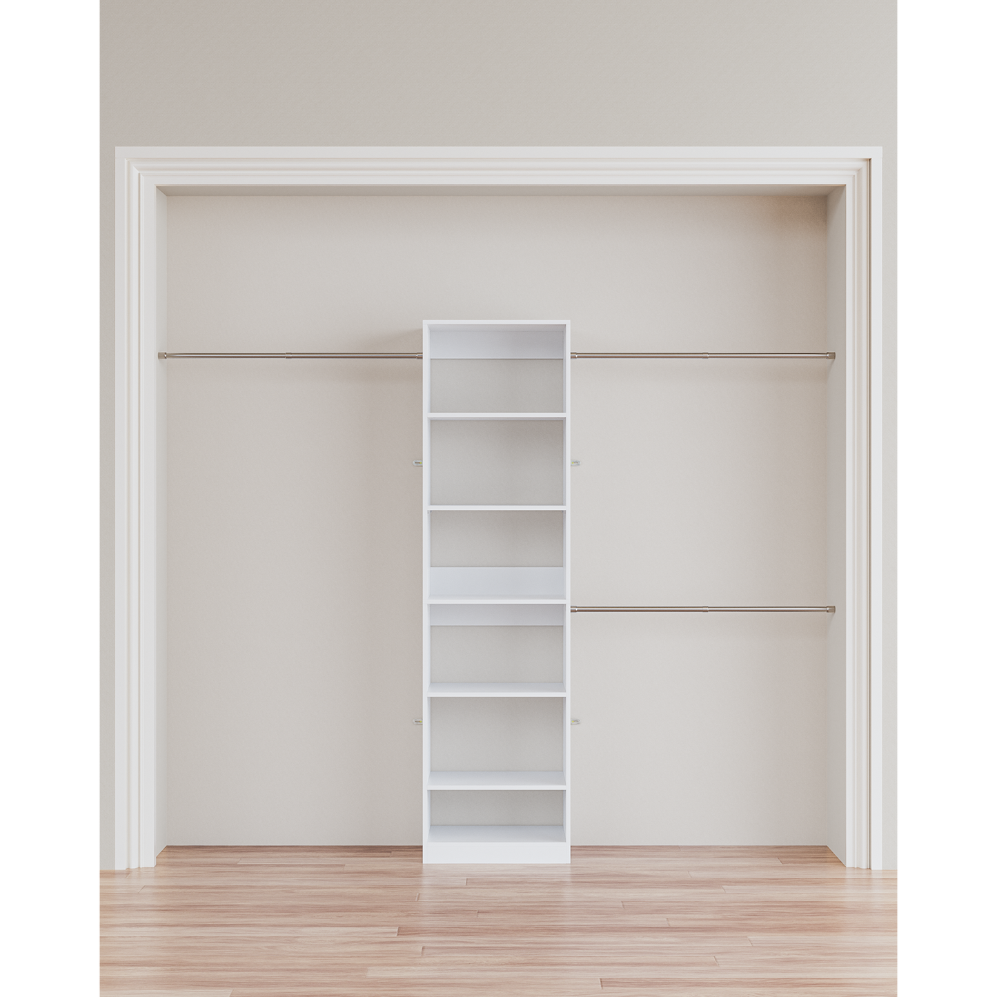 PatioPerk® Wall-Mounted Closet Organizer System with Adjustable Rods and Shelves – Fits Walk-In Closets, Holds 300+ Clothes, Supports 800 lbs