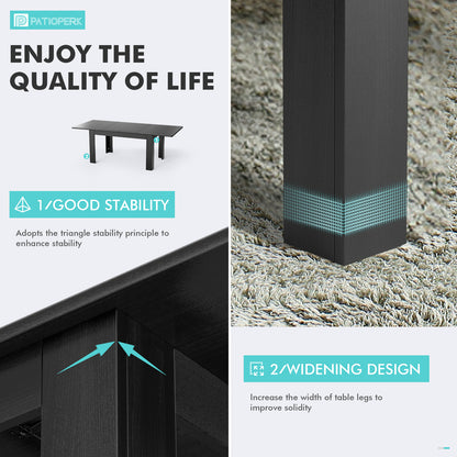 Extendable Dining Room Table for 6-10 Person, Plank and Beam Farmhouse Large Rectangular Kitchen Tables for Living Meeting Room