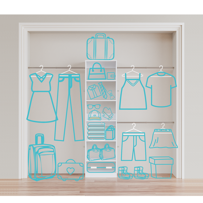 PatioPerk® Wall-Mounted Closet Organizer System with Adjustable Rods and Shelves – Fits Walk-In Closets, Holds 300+ Clothes, Supports 800 lbs